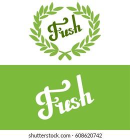 Fresh hand written lettering, juice logo, label or badge for groceries, fruit stores, packaging and advertising. Vector illustration, motivational poster or banner, Healthy food design.
