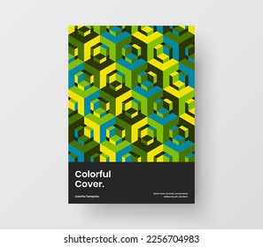 Fresh handbill A4 design vector layout. Amazing geometric tiles leaflet template.