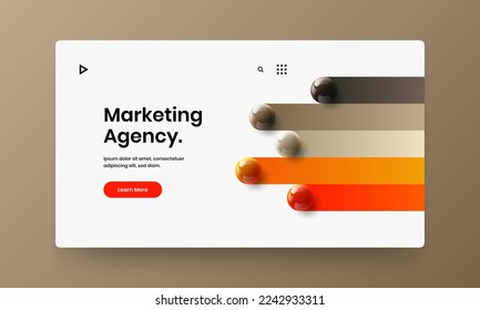Fresh handbill design vector concept. Premium 3D spheres cover layout.