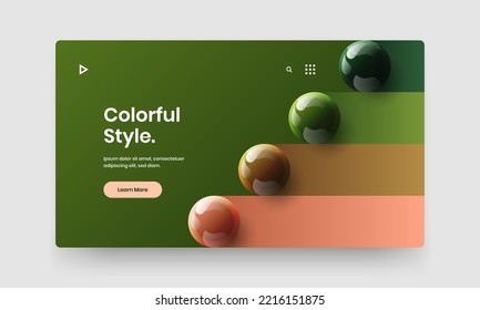 Fresh handbill design vector illustration. Minimalistic realistic spheres brochure concept.