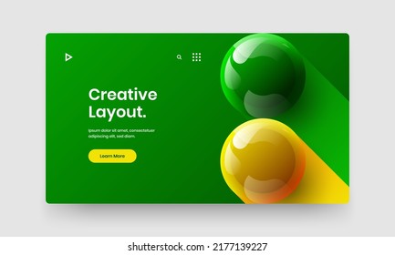 Fresh handbill vector design concept. Bright 3D balls site layout.