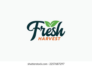 fresh harvest logo with a combination of fresh lettering and plants for any business.