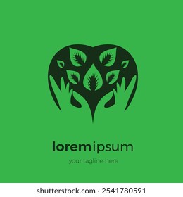 Fresh and healthy eco friendly two hand abstract nature logo vector icon illustration design