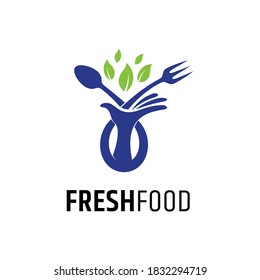 Fresh Healthy Food Logo Hand Spoon Stock Vector (Royalty Free ...