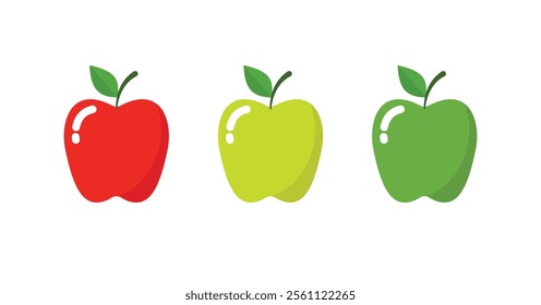 Fresh healthy food sign. green, yellow and red apples with leaves