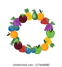 Fresh Healthy Fruit Round Circle Frame Illustration