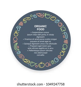 Fresh and healthy fruits and vegetables in circle. Vegetarian organic food design concept