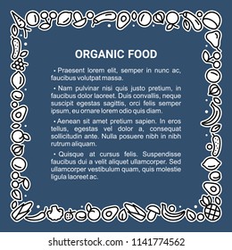 Fresh and healthy fruits and vegetables square frame, menu background
