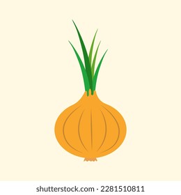 Fresh healthy onion. Cartoon style.