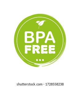 Logo organique frais et sain avec des étiquettes texte GRATUITES BPA et étiquettes la couleur verte sur fond blanc. Illustration de l'objet dessiné à la main par le vecteur.