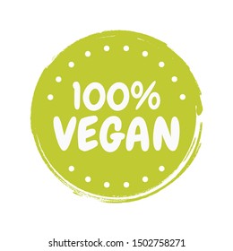 Fresh healthy organic vegan food badge. Vector hand drawn illustration. Vegetarian eco green concept