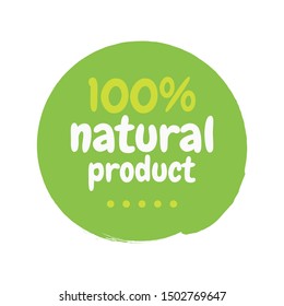 Fresh healthy organic vegan food badge. Vector hand drawn illustration. Vegetarian eco green concept