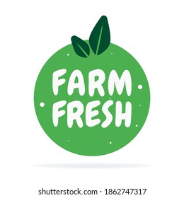 Fresh healthy organic vegan food badge. Vector hand drawn illustration. Vegetarian eco green concept.