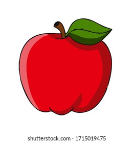 fresh healthy red apple fruit flat vector design