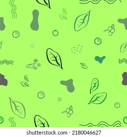 Fresh and Healthy salad seamless pattern in green colour theme