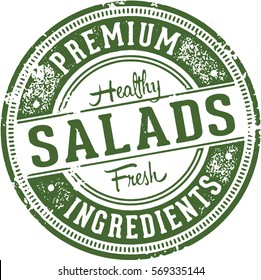 Fresh Healthy Salads Vintage Menu Stamp