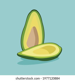 fresh healthy sliced avocado fruit vector design