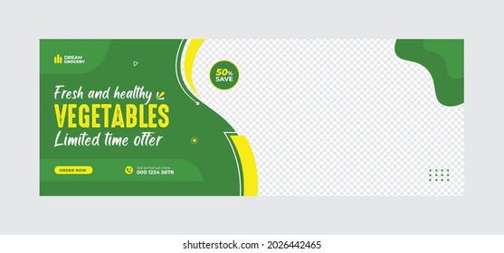 Fresh healthy vegetable social media banner template