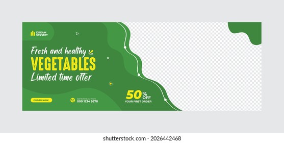 Fresh healthy vegetable social media banner template