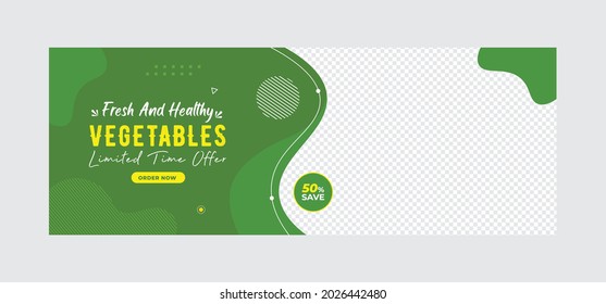 Fresh healthy vegetable social media banner template