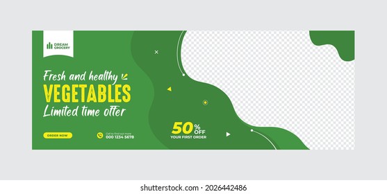 Fresh healthy vegetable social media banner template