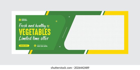 Fresh healthy vegetable social media banner template