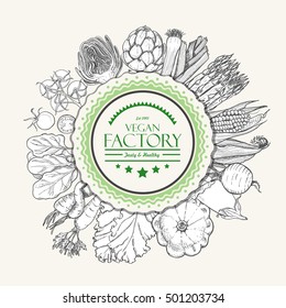 Fresh and healthy vegetables in a circle. Vector illustration for your design