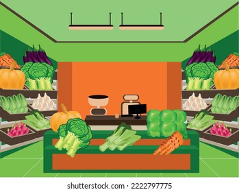 fresh and healthy vegetables in the store, design vector illustration