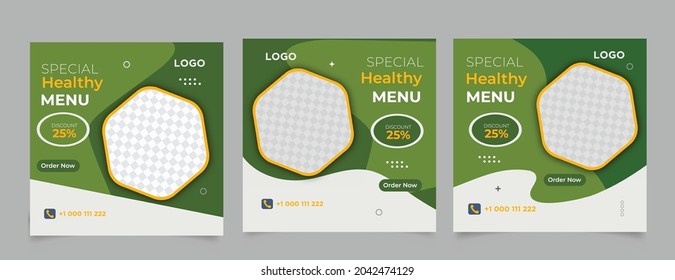 Fresh and healthy vegetables store promotion social media post or banner template	