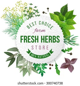 Fresh herbs store emblem - easy to use in your own design