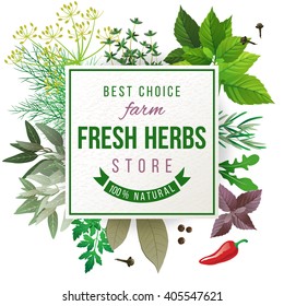 Fresh herbs store emblem - easy to use in your own design