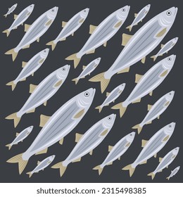 Fresh herring flat vector illustration. Cute fresh herring fish marine seafood product cartoon vector illustration for graphic design and decorative element