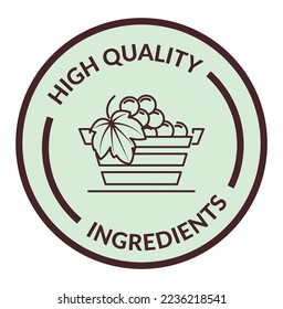 Fresh and high quality ingredients in making wine, Isolated icon with organic and natural grapes, tasty and delicious flavor of alcoholic beverage. Product label or emblem for package. Vector in flat 