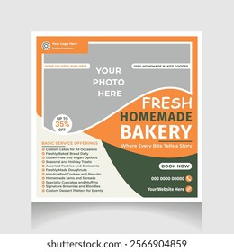 fresh homemade bakery social media post design template