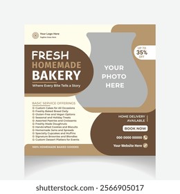 fresh homemade bakery social media post design template