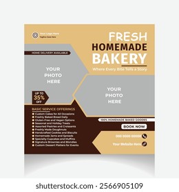 fresh homemade bakery social media post design template