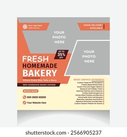 fresh homemade bakery social media post design template