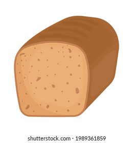 Fresh homemade bread vector illustration isolated on white background. Piece of bread icon in flat cartoon style. Bakery product