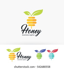 Fresh honey logo design. Healthy food logo concept. Vector logo template