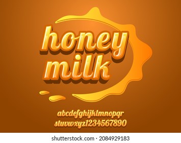 Fresh Honey Milk With Honey Splash Text Effect For For Product Labels