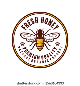 Retro Beekeeper Honey Bee Logo Nature Stock Illustration 519260290