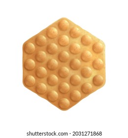 Fresh hong kong bubble waffle on white background realistic vector illustration