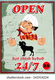 Fresh hot delicious poster from Chef.Vector illustration
