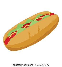 Fresh hot dog icon. Isometric of fresh hot dog vector icon for web design isolated on white background