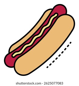 Fresh hot dog icon. Outline fresh hot dog vector icon color flat isolated