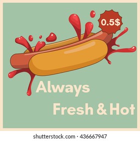 Fresh hot dogs with ketchup