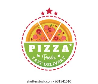 Fresh Hot Pizza Delivery Badge Logo