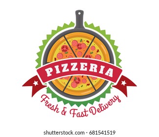 Fresh Hot Pizza Delivery Badge Logo