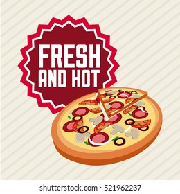 fresh and hot pizza icon. fast food concept. colorful design. vector illustration