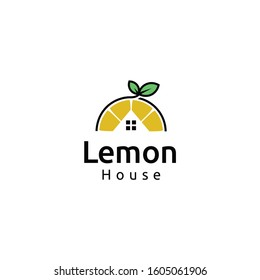 Fresh house lemon fruits logo design template